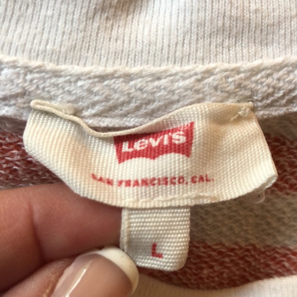 Levi’s W’s Orange & White Striped Sweatshirt ~ Large - Picture 4 of 6